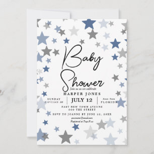 Tonfisk och grått star Baby Shower Inbjudan sip oc