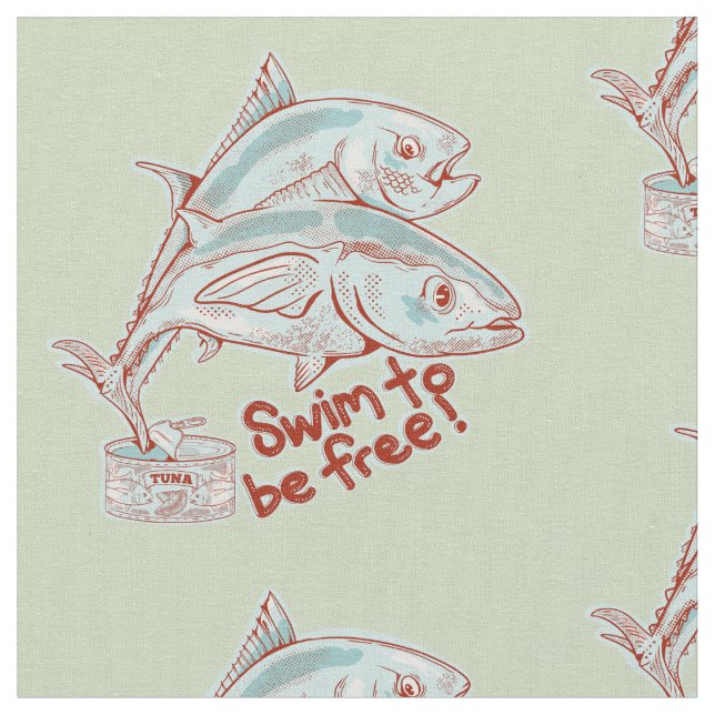 Tonfisk som flyter upp en tenn tyg (Närbild)