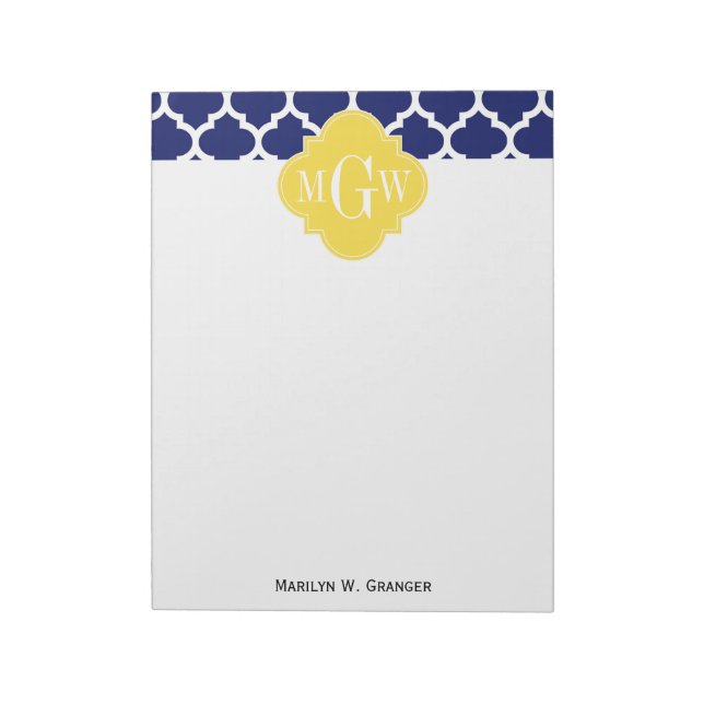 Tonfisk Whmaroccan #5 Ananas 3 Initial Monogram Anteckningsblock (Roterad)