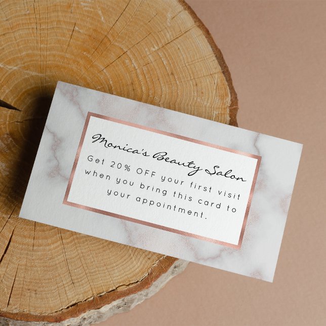  tonfiskar rosa ros guld, vit marmor mönster rabattkort (Blush tones pink rose gold white marble pattern )