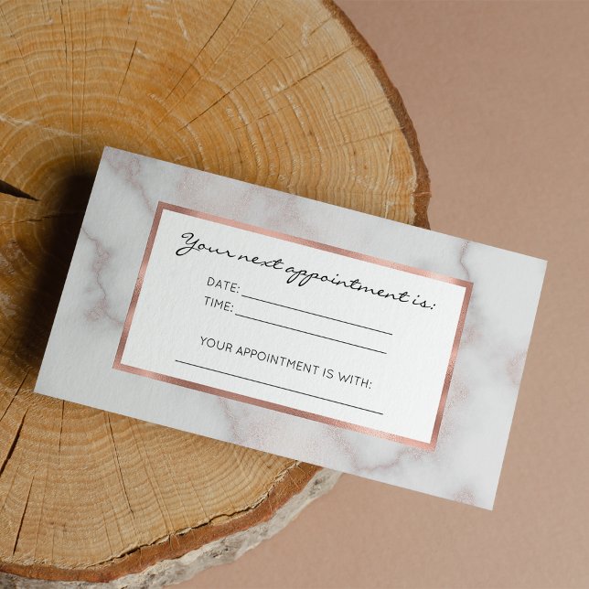  tonfiskar rosa ros guld, vit marmor mönster tidsbeställning kort (Blush tones pink rose gold white marble pattern)