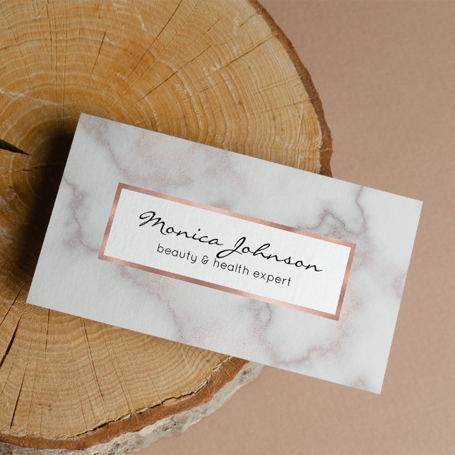  tonfiskar rosa ros guld, vit marmor mönster visitkort (Blush tones pink rose gold white marble pattern)