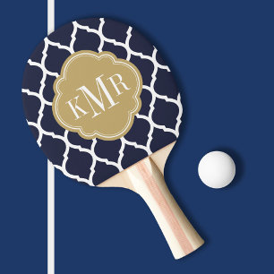 Tonfiskblå och Guld marockanska quatrefoil Monogra Pingisracket