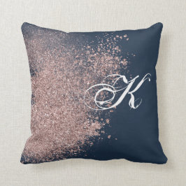 Tonfiskblått och faux Ro Guld Glitter Kudde