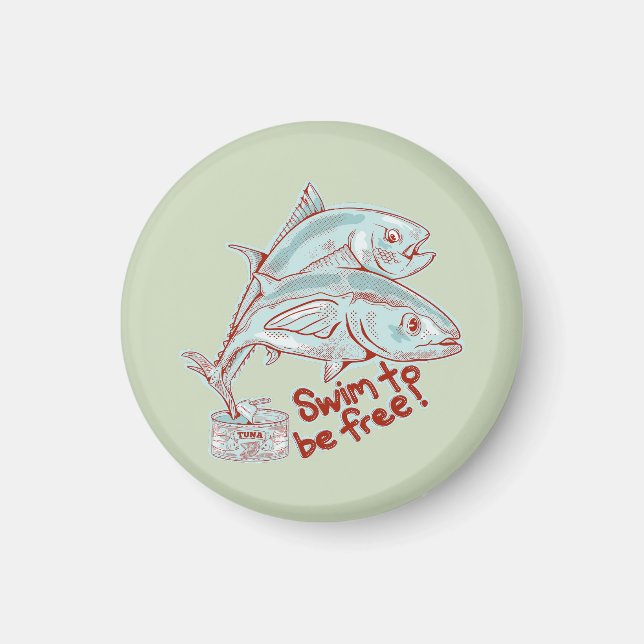 Tonfisken i lustig flykt magnet (Framsidan)