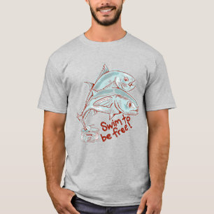 Tonfisken i lustig flykt t shirt