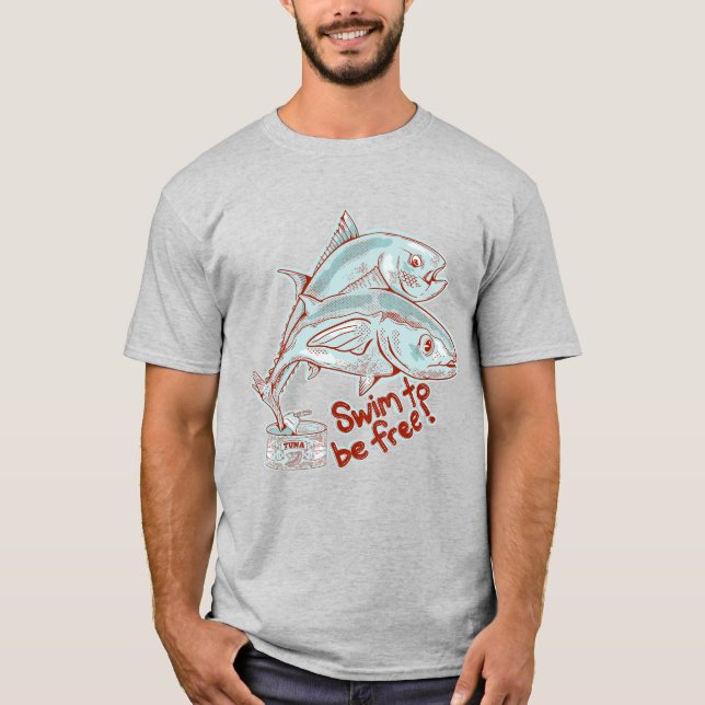 Tonfisken i lustig flykt t shirt (Framsida)