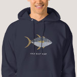 Tonfiskfartyg Namn Hoodie<br><div class="desc">Roligt Tonfisk med ett fräckt leende, perfekt för dem som tycker om fisk, mat och fiske. Originalkonst av Nic Squirrell. Ändra båten namn eller texten så att den anpassas.</div>