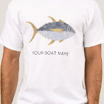 Tonfiskfartyg Namn T Shirt<br><div class="desc">Roligt Tonfisk med ett fräckt leende,  perfekt för dem som tycker om fisk,  mat och fiske. Originalkonst av Nic Squirrell. Ändra båten namn eller texten så att den anpassas.</div>
