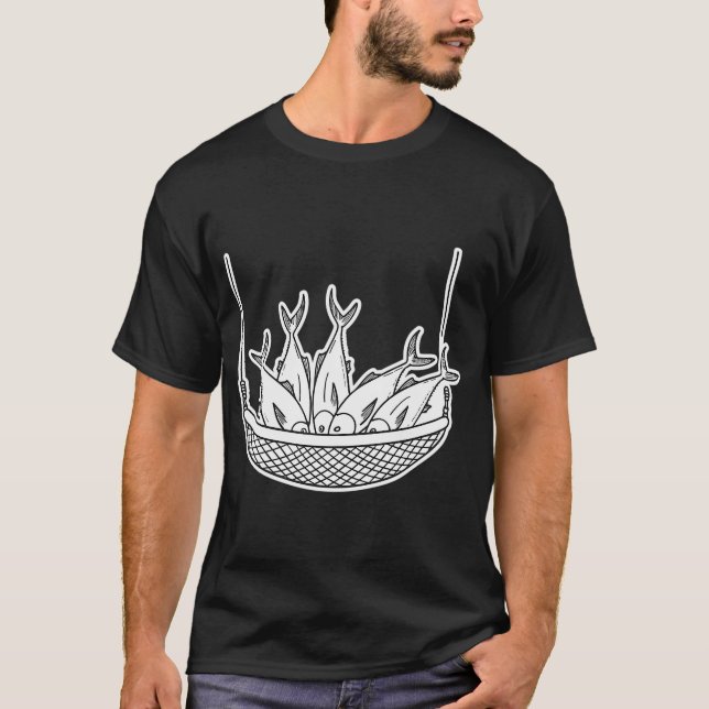 Tonfiskkluster på fiskenät t shirt (Framsida)