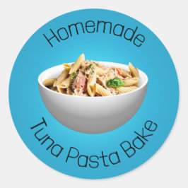 Tonfiskpasta bake Classic Round Sticker Runt Klistermärke