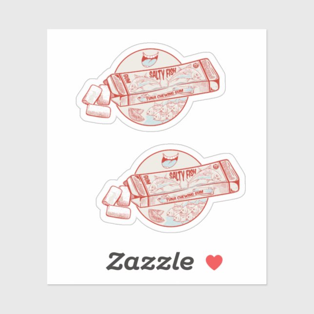 Tonfisksmak av tuggummi klistermärken (Ark)