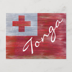 Tonga, drabbad Tongan flagga Vykort