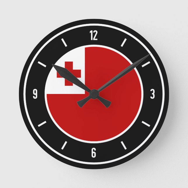 Tonga Flagga Elegant Rund Klocka (Framsida)