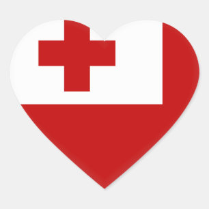 Tonga Flagga Hjärtformat Klistermärke
