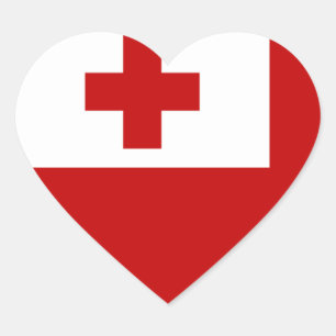tonga flagga hjärtformat klistermärke
