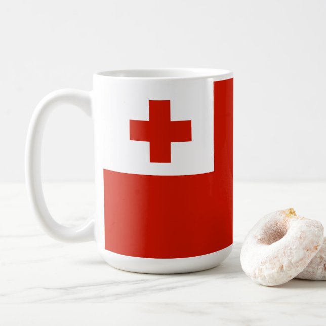 Tonga flagga kaffemugg (Med munk)
