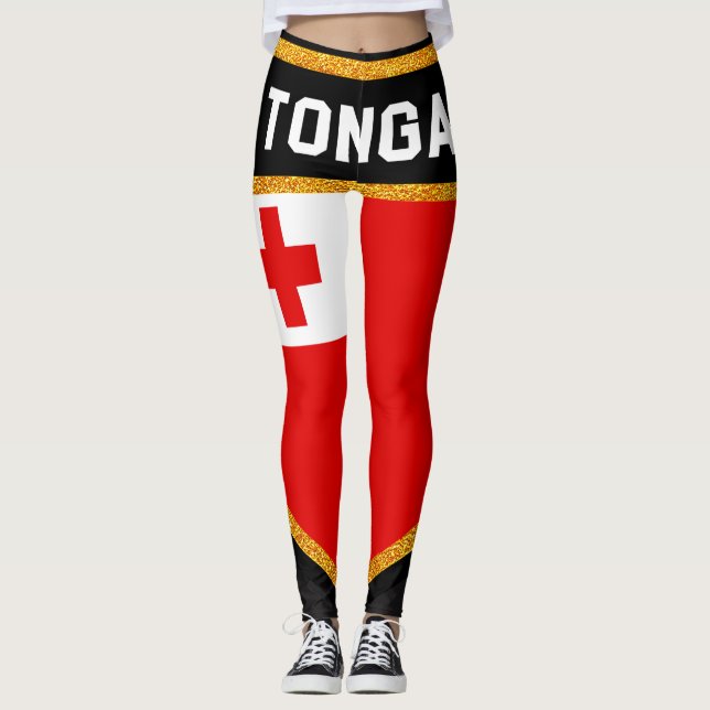 Tonga Flagga Leggings (Framsida)