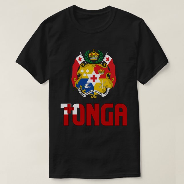 Tonga Flagga och Jacka av Arm Patriotic T Shirt (Design framsida)