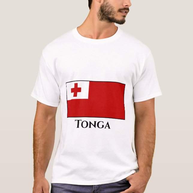 Tonga Flagga T Shirt (Framsida)