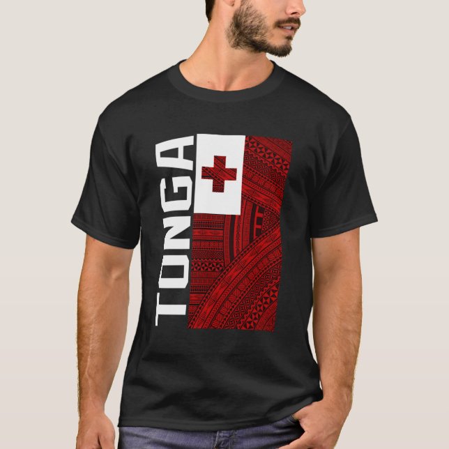 Tonga Flagga T Shirt (Framsida)