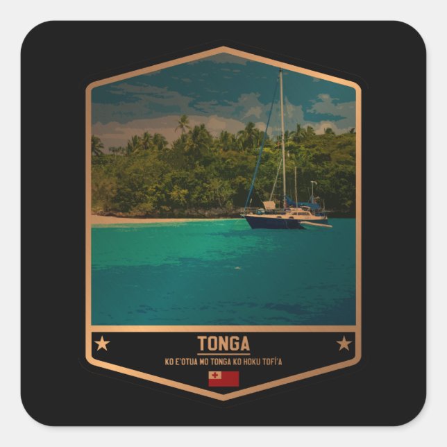 Tonga Fyrkantigt Klistermärke (Framsida)