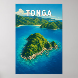 Tonga Illustration Resa Konst Vintage Poster