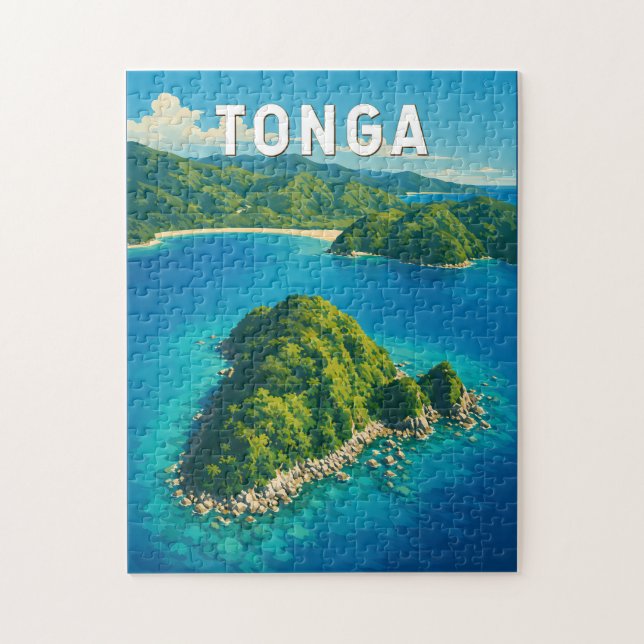 Tonga Illustration Resa Konst Vintage Pussel (Vertikal)