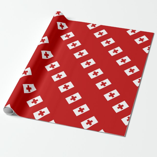 Tonga Island Flagga Red Kor Presentpapper (Utrullad)