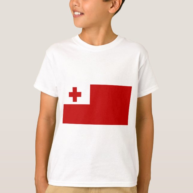 Tonga Island Flagga Red Kor Tee Shirt (Framsida)
