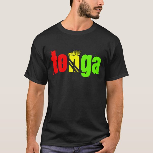 Tonga namngiven te i Reggae färger T-shirt (Framsida)