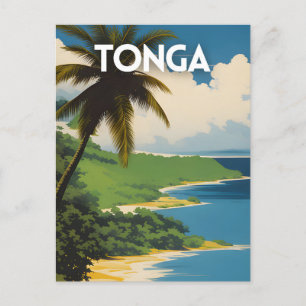 Tonga Retro Travel Poster Vykort