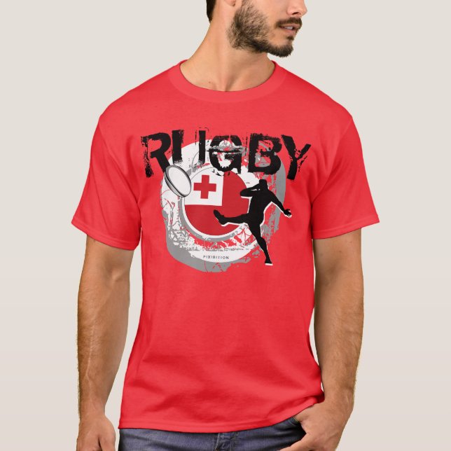 Tonga Rugby Fläkt T-Shirt Kick (Framsida)