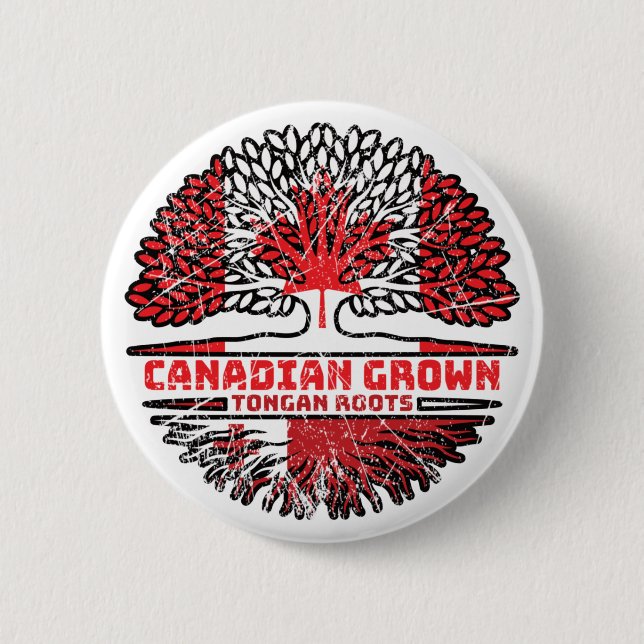 Tonga Tongan Canadian Träd Roots Flagga Knapp (Framsida)