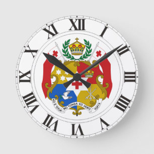 Tonga vapensköld rund klocka