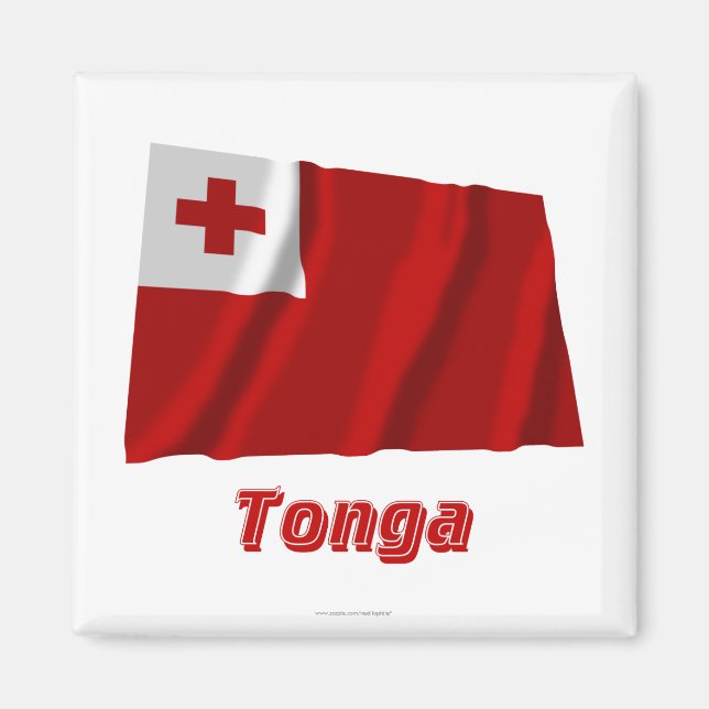 Tonga Wave Flagga med Namn Magnet (Framsidan)