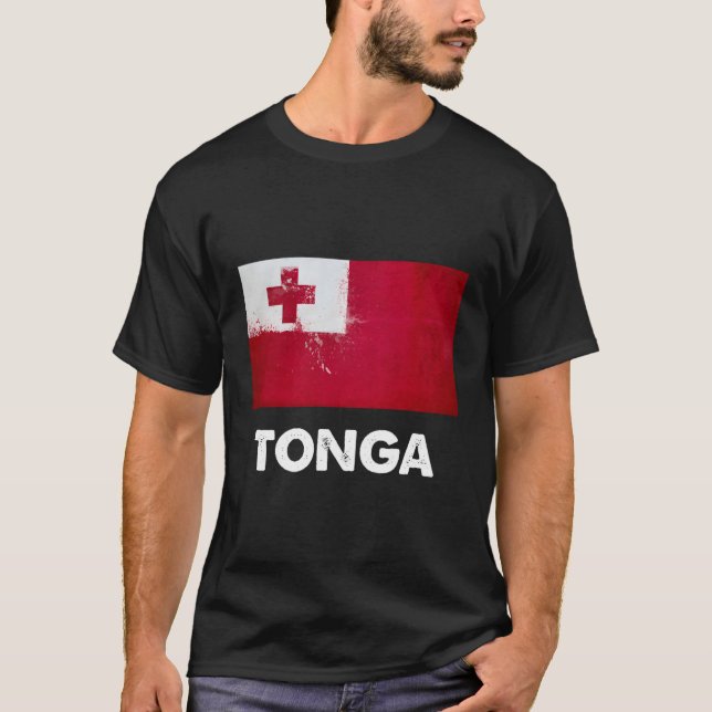 Tongan Tonga Flagga T Shirt (Framsida)