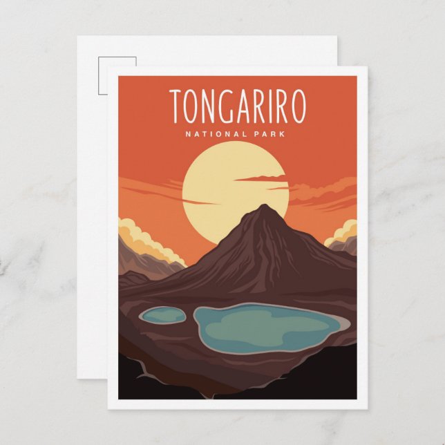 Tongariro nationalpark Nya Zeeland Resa Vykort (Fram/baksida)