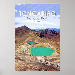 Tongariro nationalpark Nya Zeeland Vintage Poster