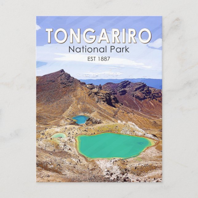 Tongariro nationalpark Nya Zeeland Vintage Vykort (Framsida)