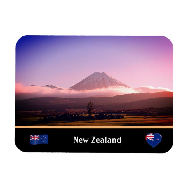 Tongariro, Vulcano & New Zealand /Aotearoa Magnet (Horisontell)