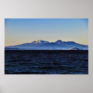 Tongariro Vulkaners och Sjö Taupo Poster