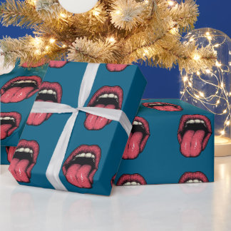 TONGUE LIPS FUNNY WRAPPING PAPER PRESENTPAPPER