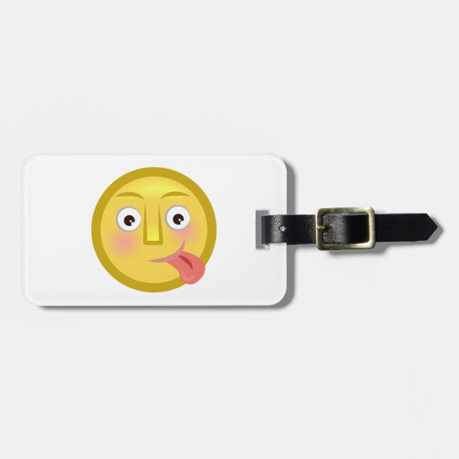 Tongue Out Emoji Funny Goofy Face Bagagebricka (Horisontell Framsida)