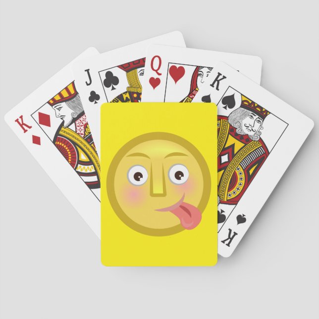 Tongue Out Emoji Funny Goofy Face Casinokort (Baksidan)
