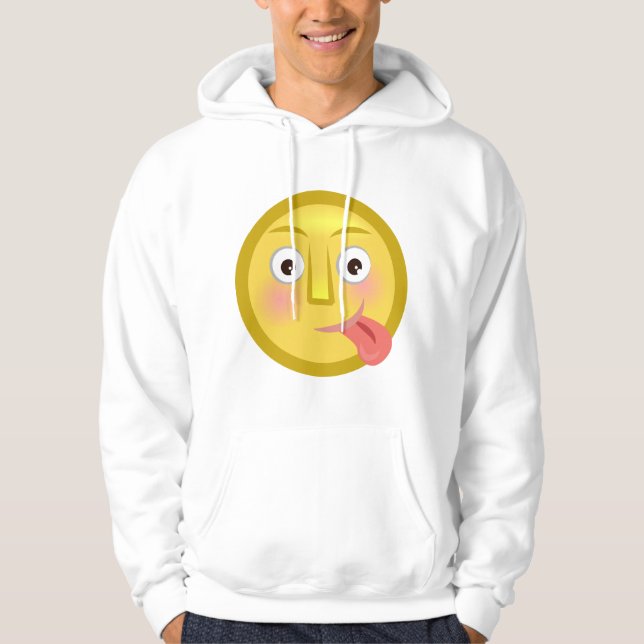 Tongue Out Emoji Funny Goofy Face Hoodie (Framsida)