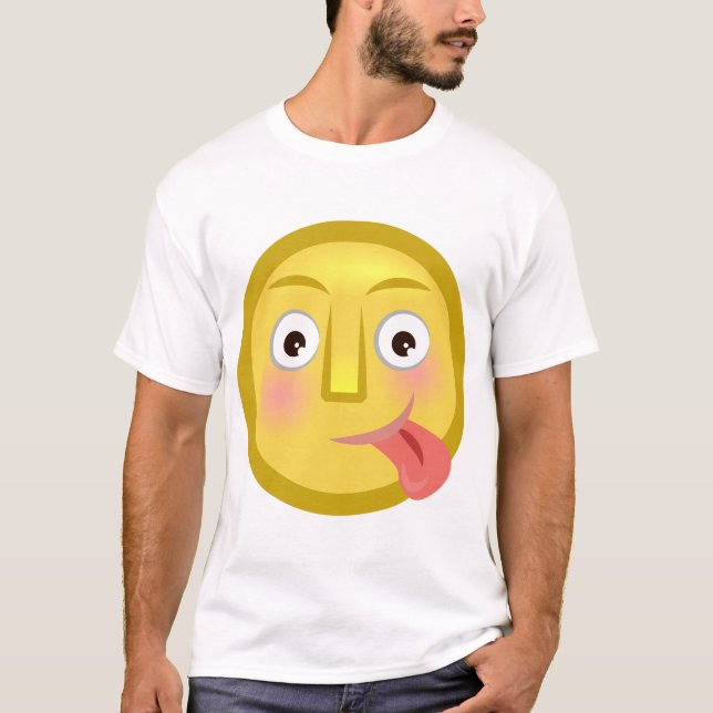Tongue Out Emoji Funny Goofy Face T Shirt (Framsida)