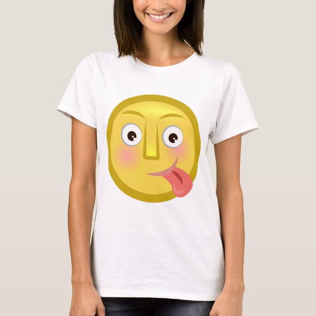 Tongue Out Emoji Funny Goofy Face T Shirt (Framsida)