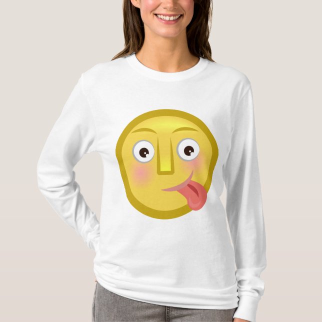 Tongue Out Emoji Funny Goofy Face T Shirt (Framsida)