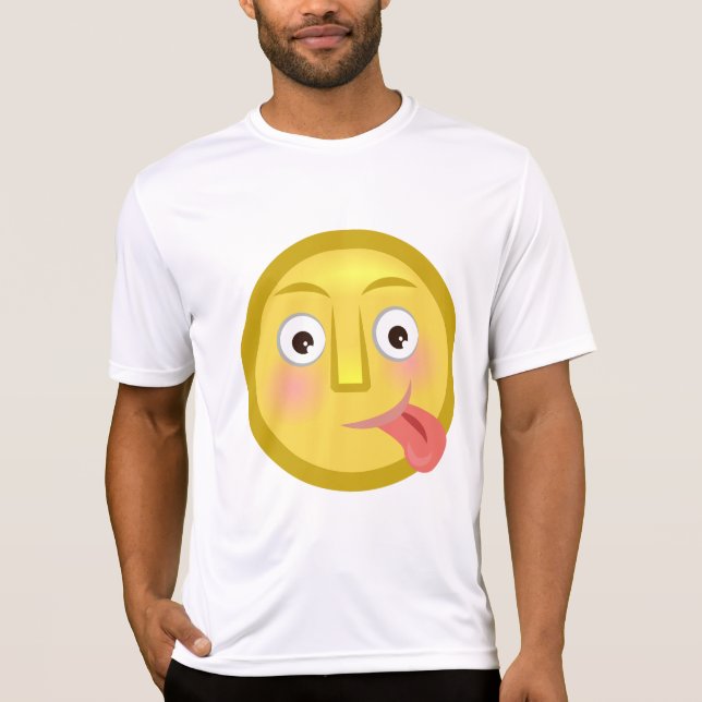 Tongue Out Emoji Funny Goofy Face T Shirt (Framsida)